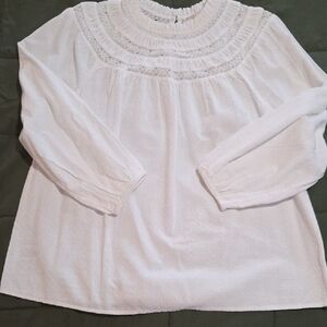 LOFT White Lace Detail Top